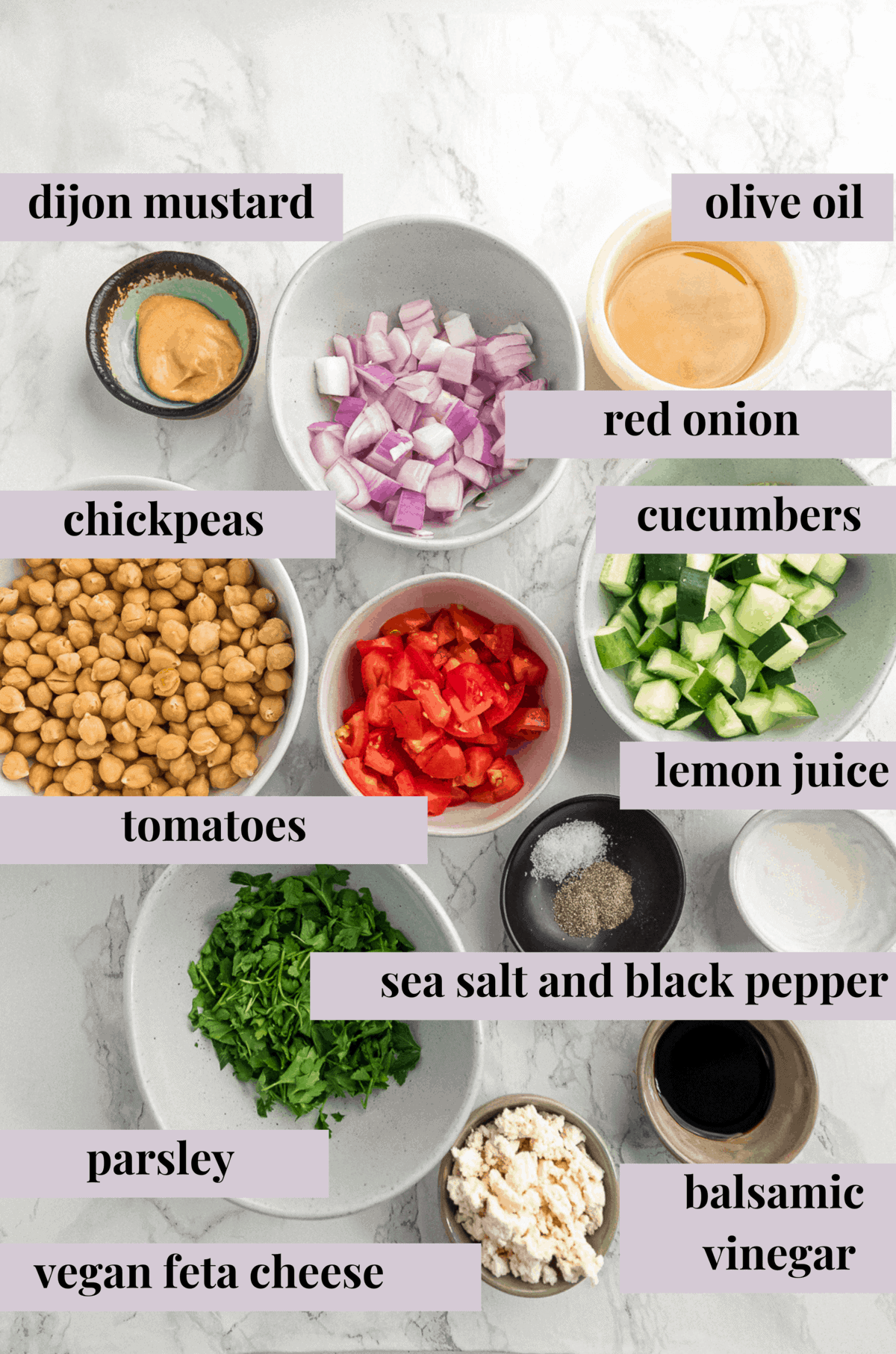 Ingredients for chickpea salad.