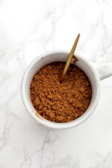 Cocoa powder in a mug.