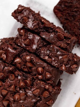 Slices of chocolate chip banana bread.