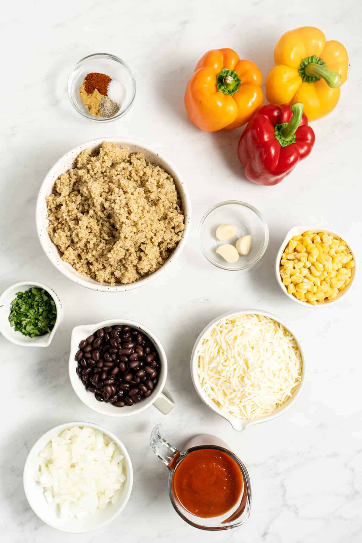 Ingredients for vegan stuffed peppers.