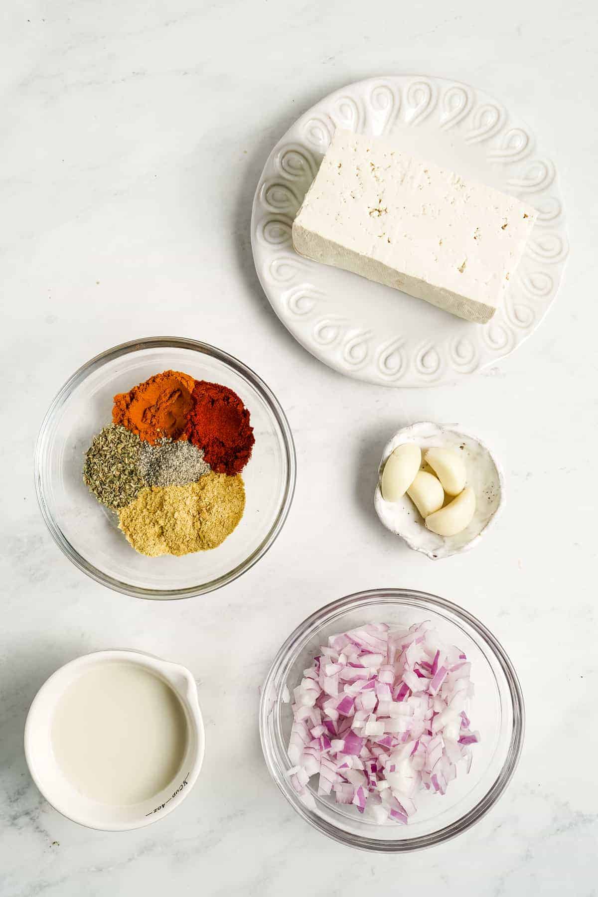 Ingredients for tofu scramble.