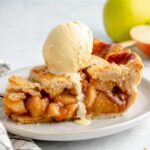 Vegan apple pie with ice cream.