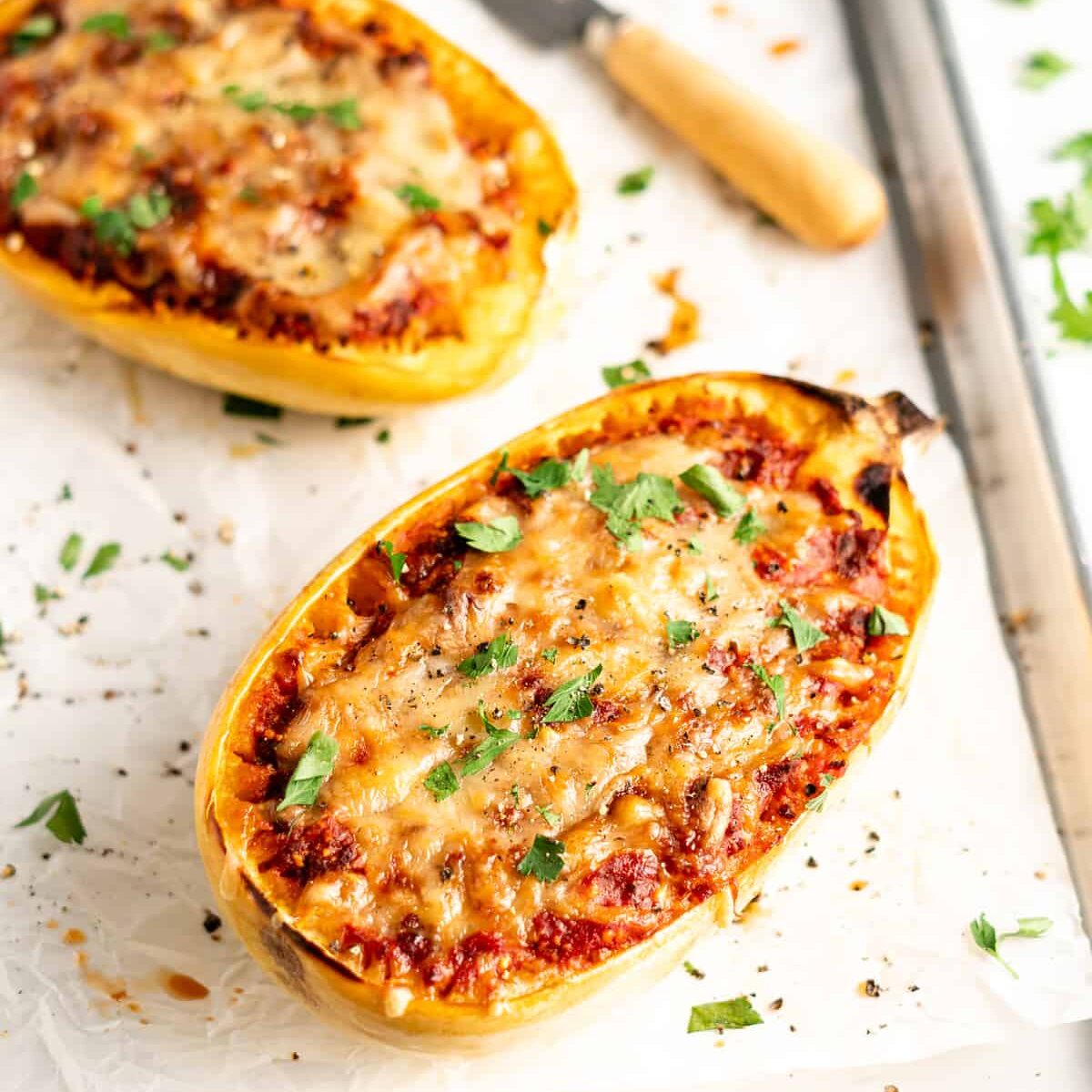 Spaghetti Squash Lasagna Boats Jessica in the Kitchen