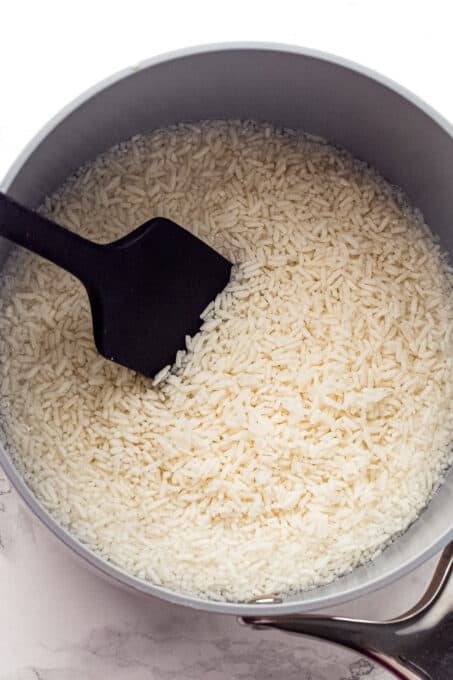 spatula in a pot of rice