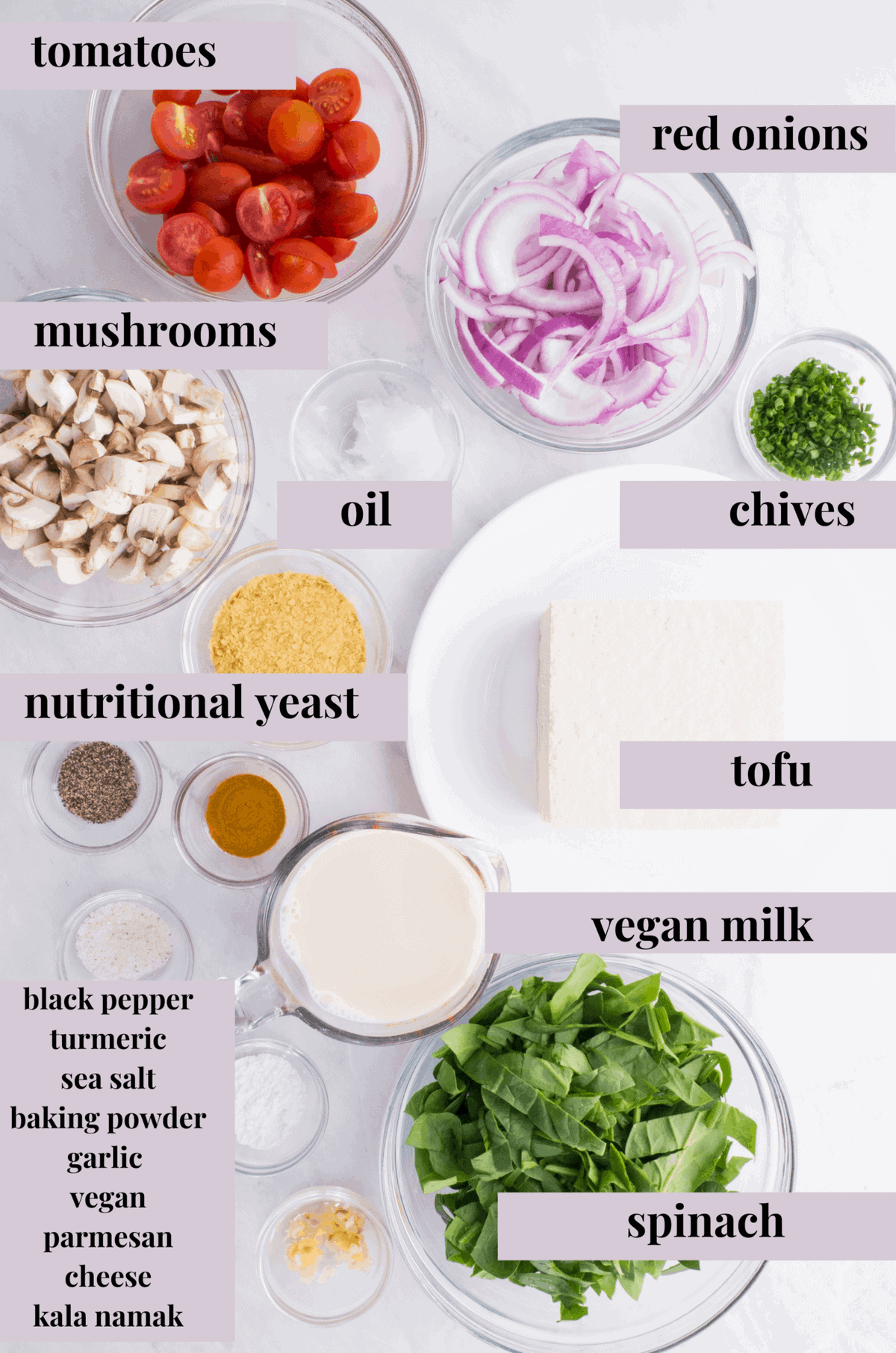 Ingredients for Vegan Quiche