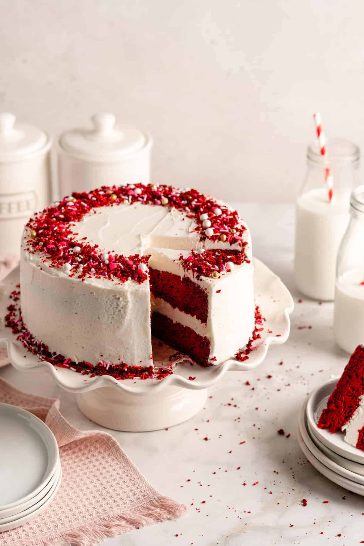Vegan Red Velvet Cake - Easy Minimalist Layer Cake!