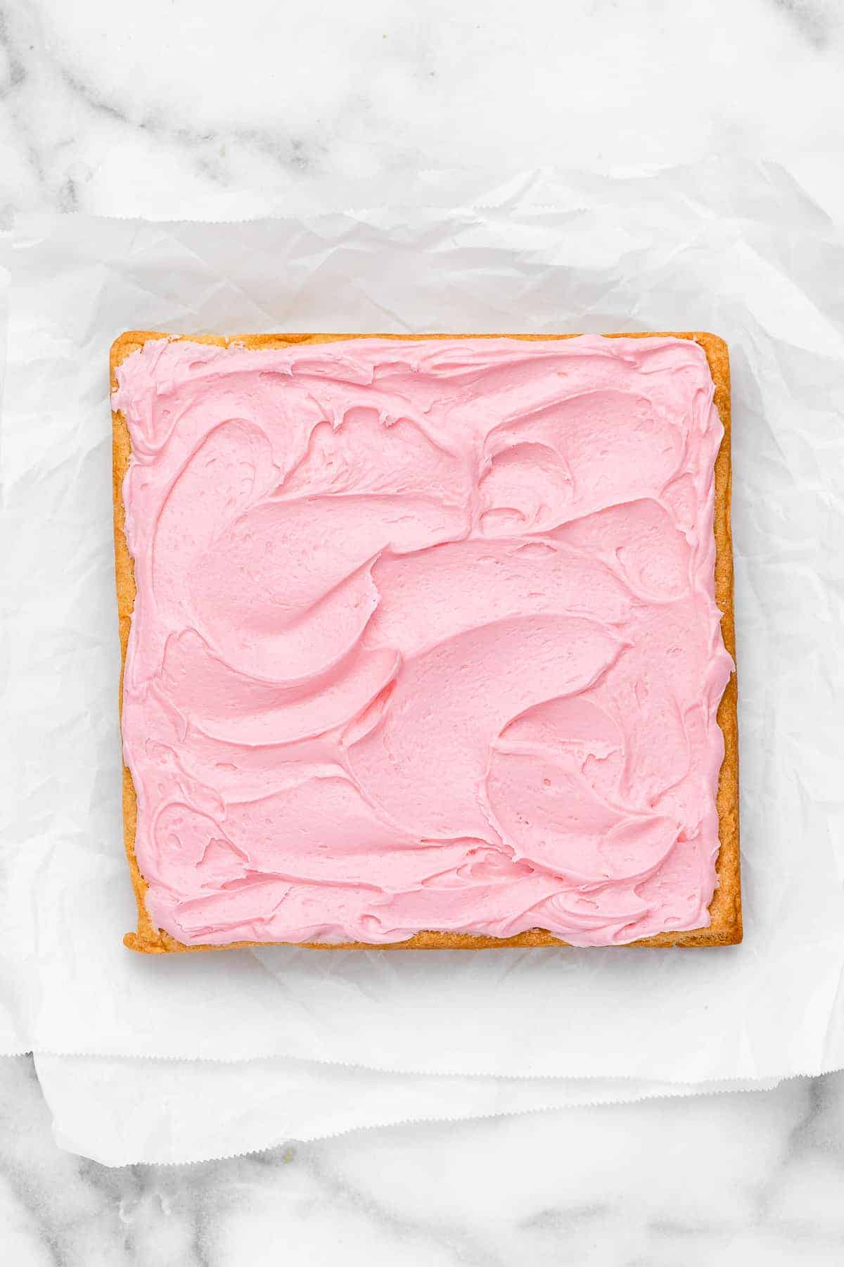 Overhead view of frosted sugar cookie bars