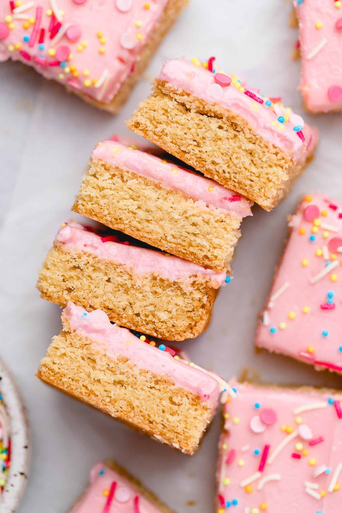 Stack of sugar cookie bars on their sides