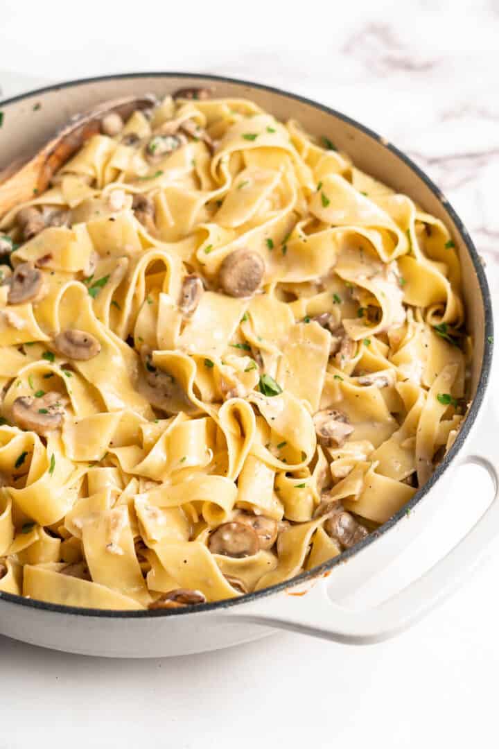 Vegan Creamy Garlic Mushroom Pasta | Jessica in the Kitchen