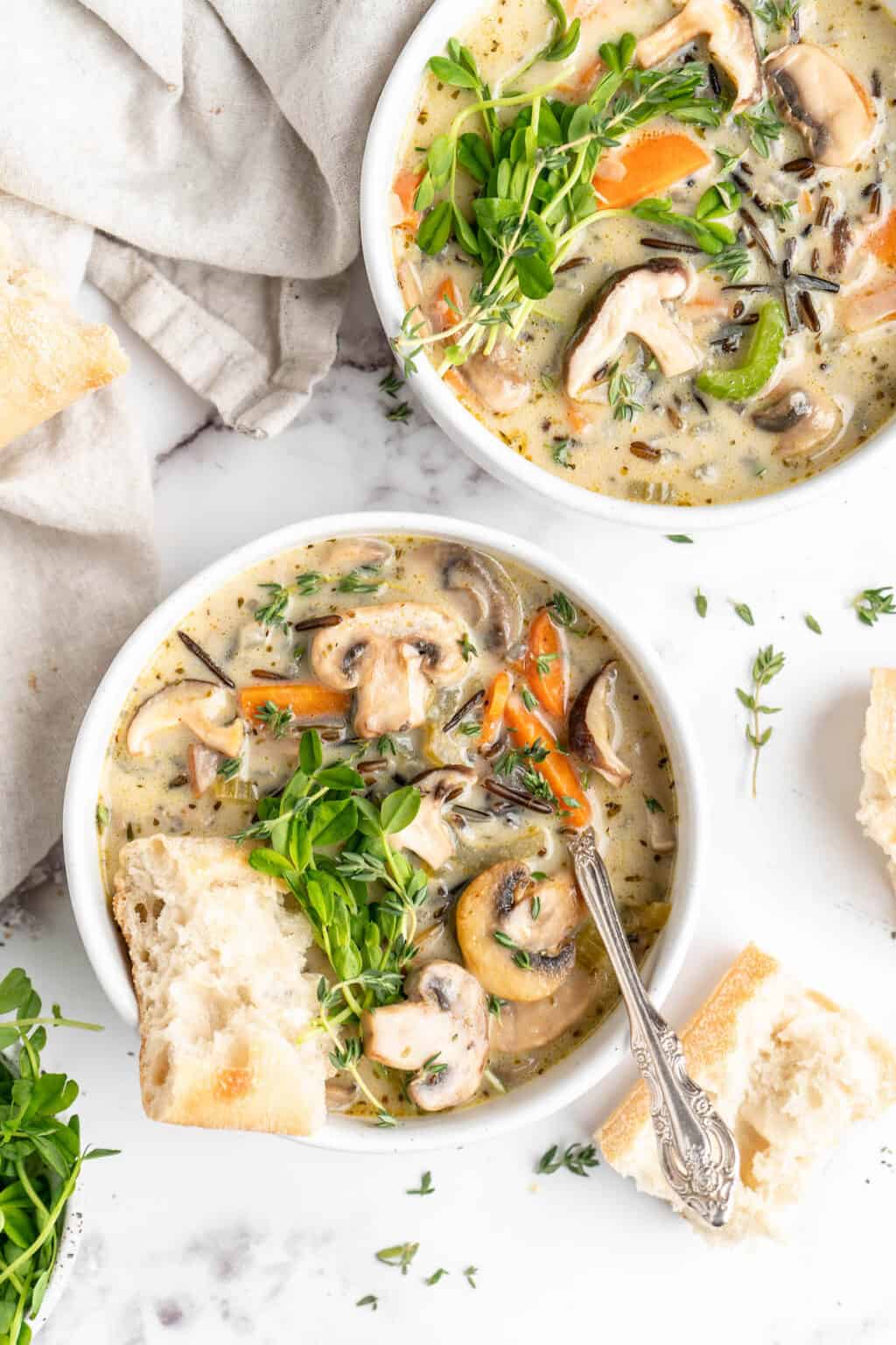 Creamy Vegan Mushroom Wild Rice Soup | Jessica in the Kitchen