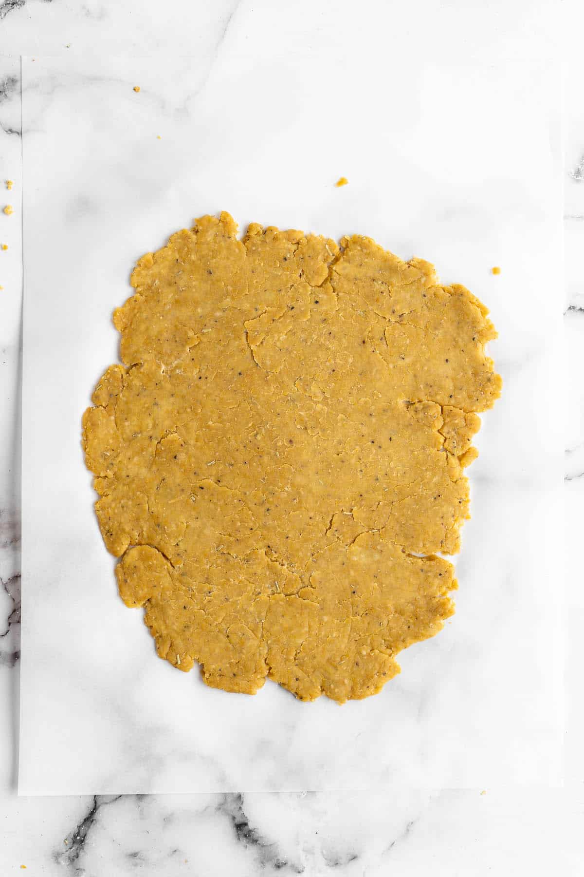 Overhead view of vegan cheese cracker dough