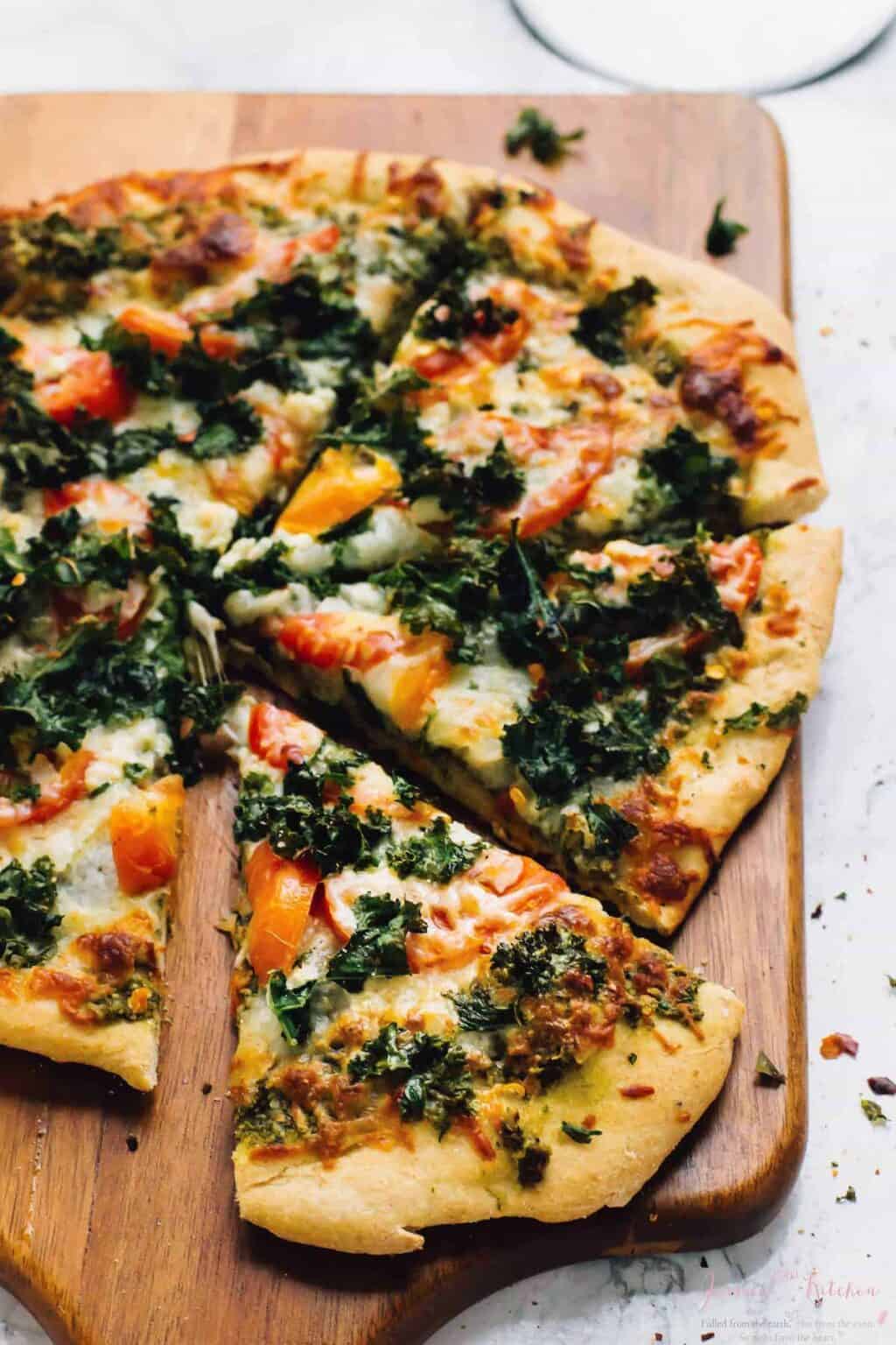 Garlicky Kale Pesto Pizza Jessica in the Kitchen