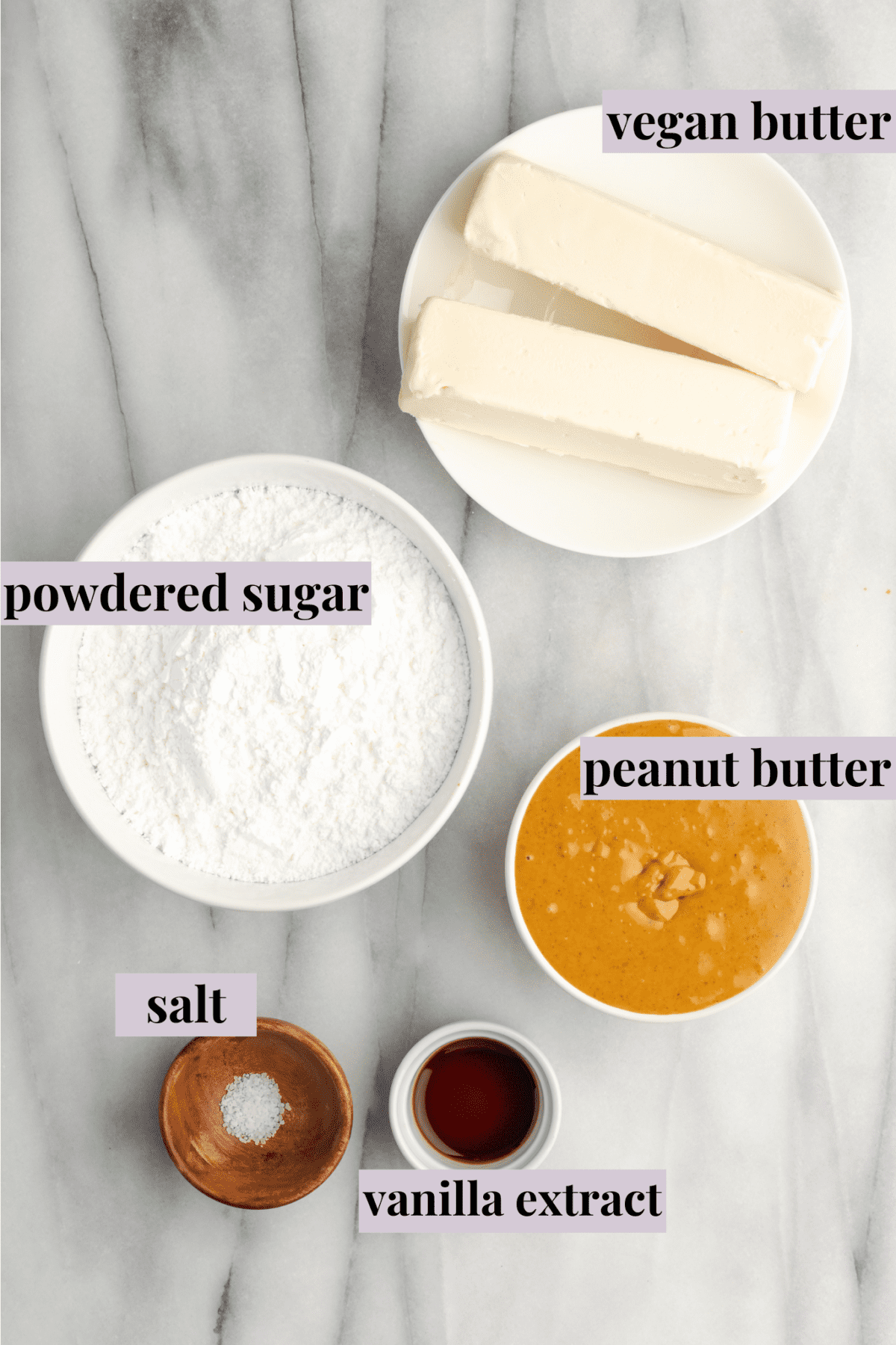 Overview of the peanut butter cake ingredients