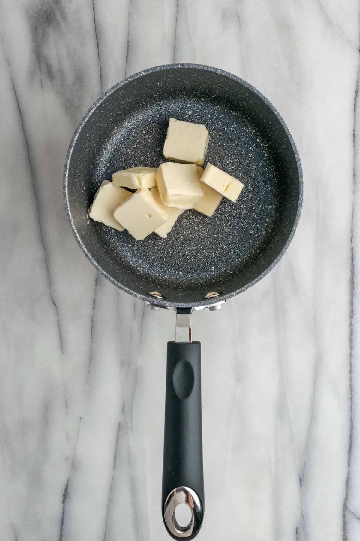 Unmelted butter in a saucepan