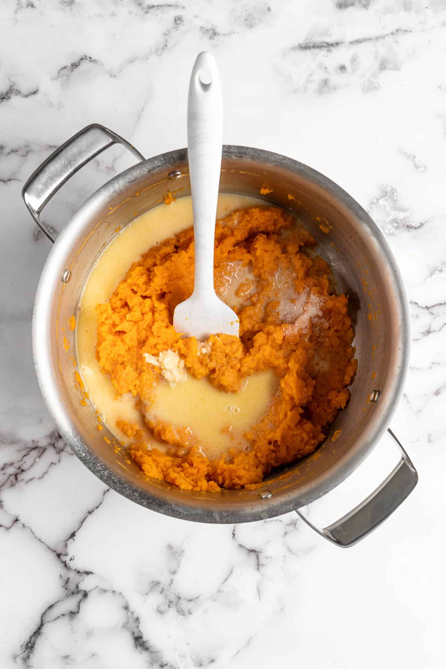 sweet potatoes mashed with vegan milk and butter added