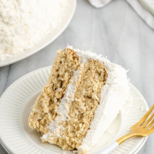 slice of vegan coconut cake