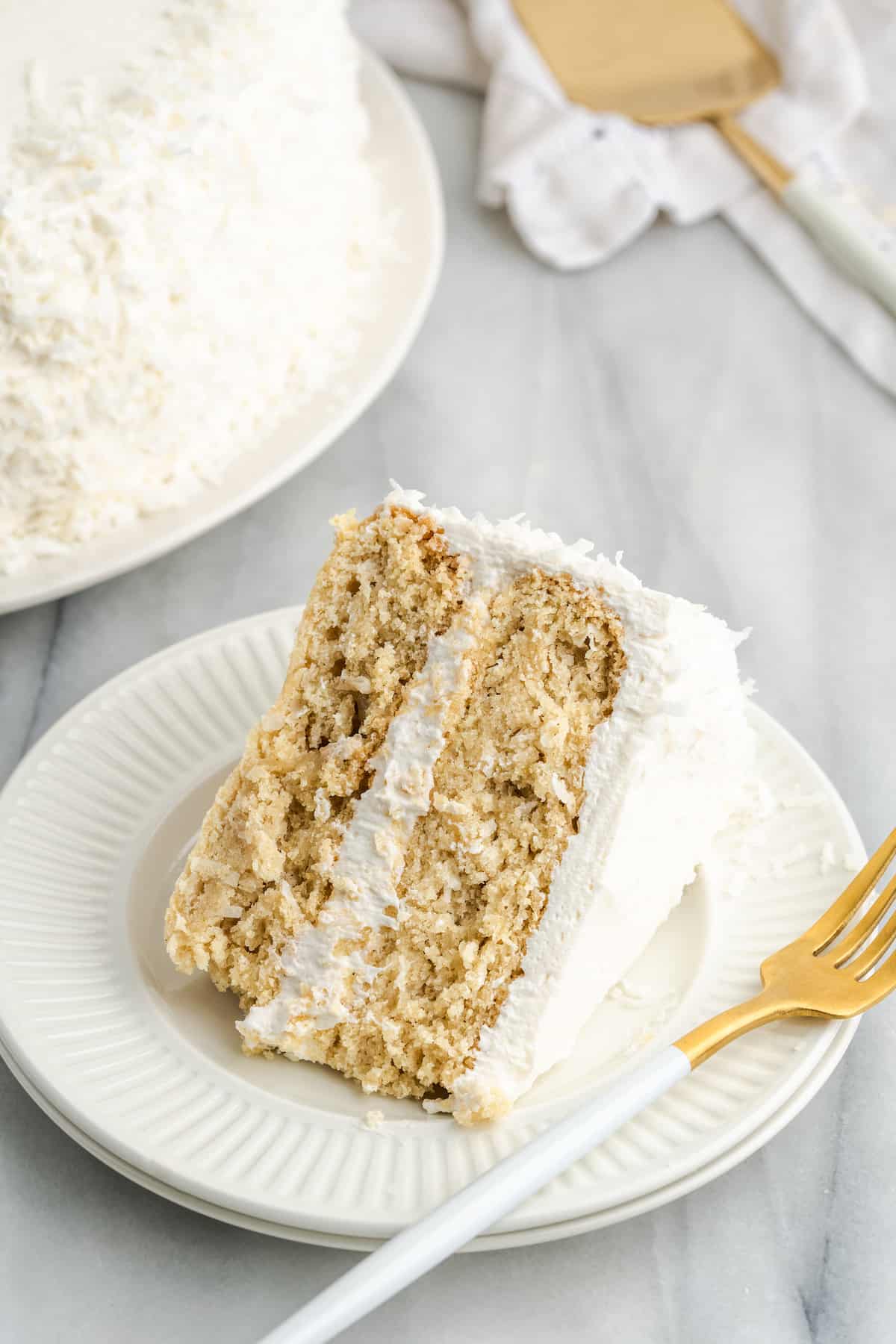 slice of vegan coconut cake