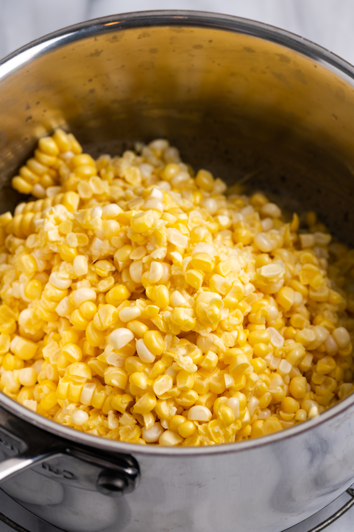 Fresh corn in pot