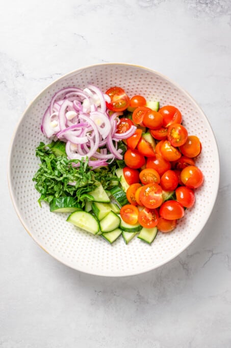 Easy Vegan Cucumber and Tomato Salad | Jessica in the Kitchen