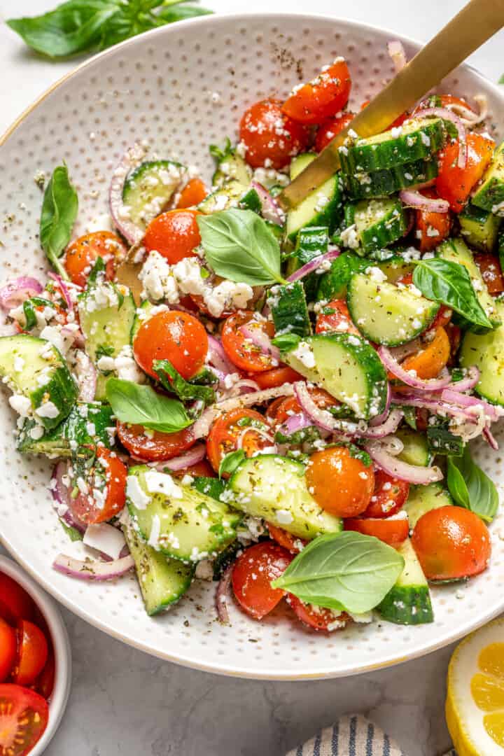 Easy Vegan Cucumber And Tomato Salad Jessica In The Kitchen