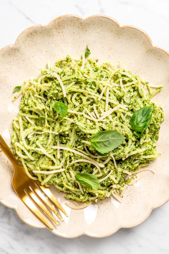 Vegan Hearts of Palm Pasta With Pesto Jessica in the Kitchen