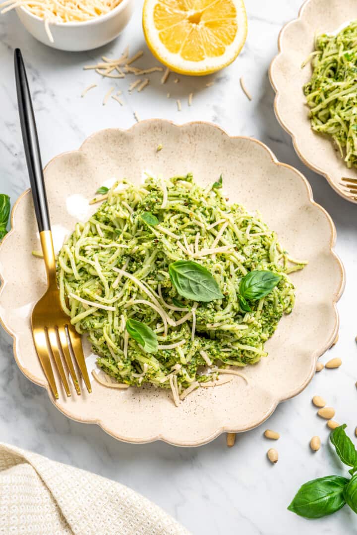 Vegan Hearts of Palm Pasta With Pesto Jessica in the Kitchen