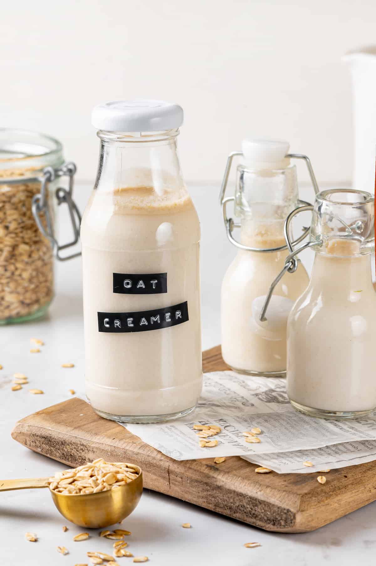 3 bottles of homemade oat milk coffee creamer