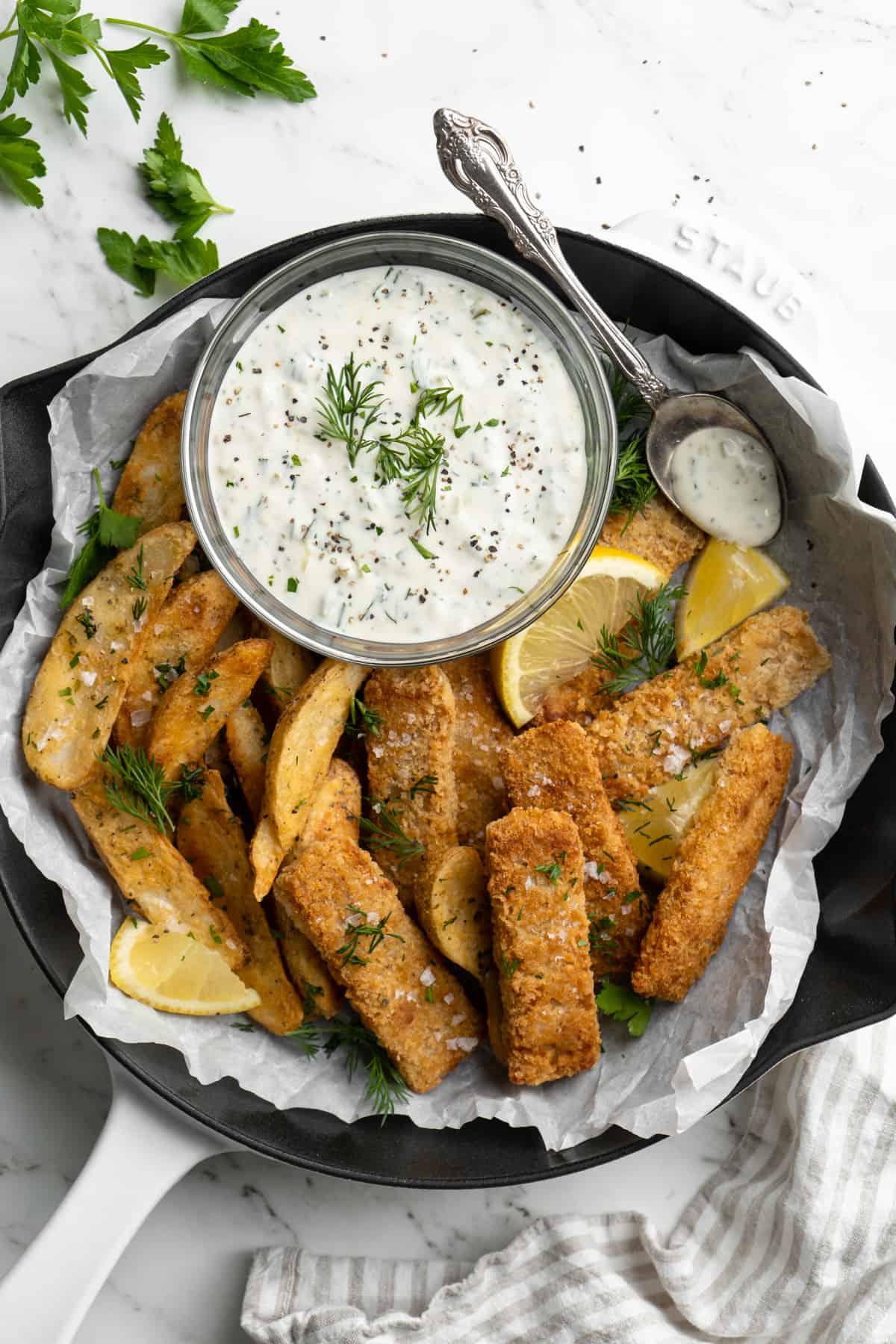 Gluten Free Fish and Chips  with Homemade Tartar Sauce