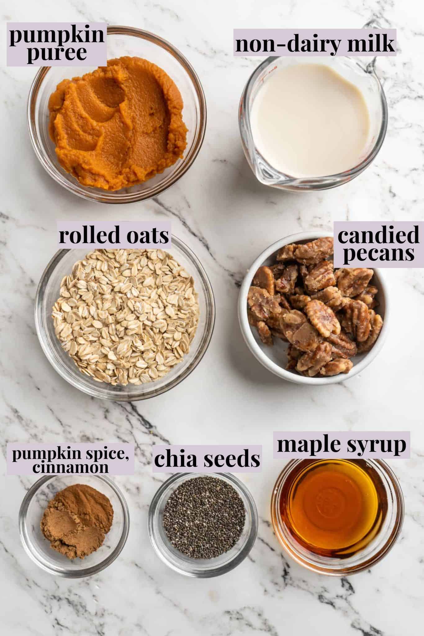 ingredients to make pumpkin pie overnight oats