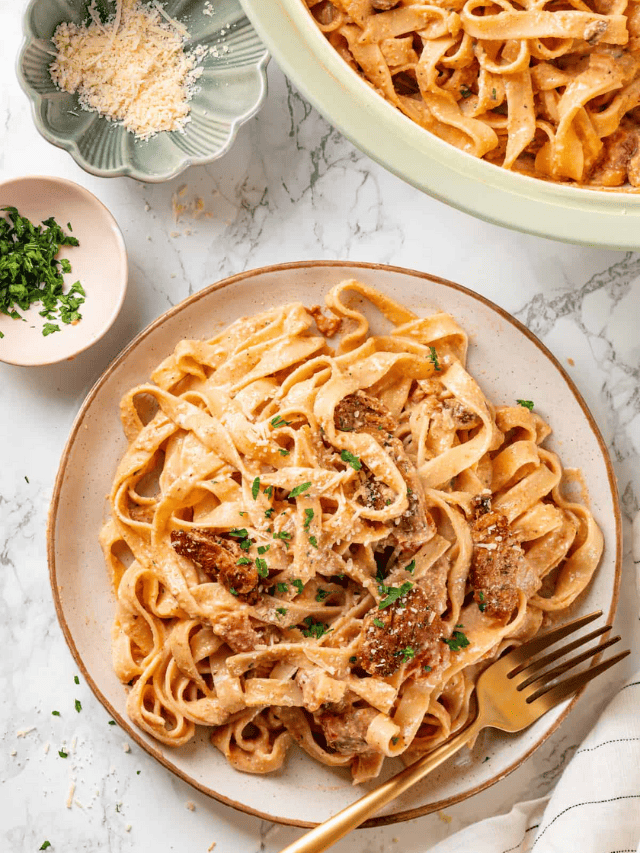 Vegan Cajun Chicken Pasta Jessica in the Kitchen