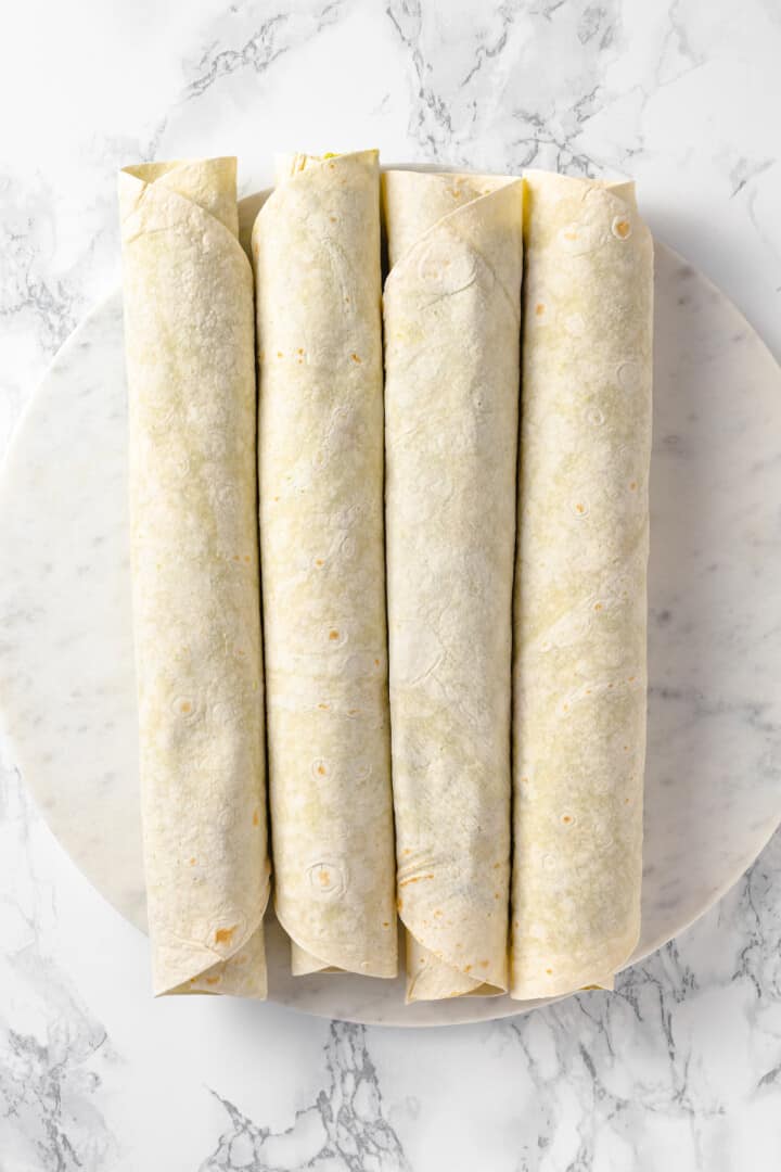 Rolled up tortillas for pinwheels