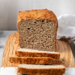 Sliced gluten-free sandwich bread on board