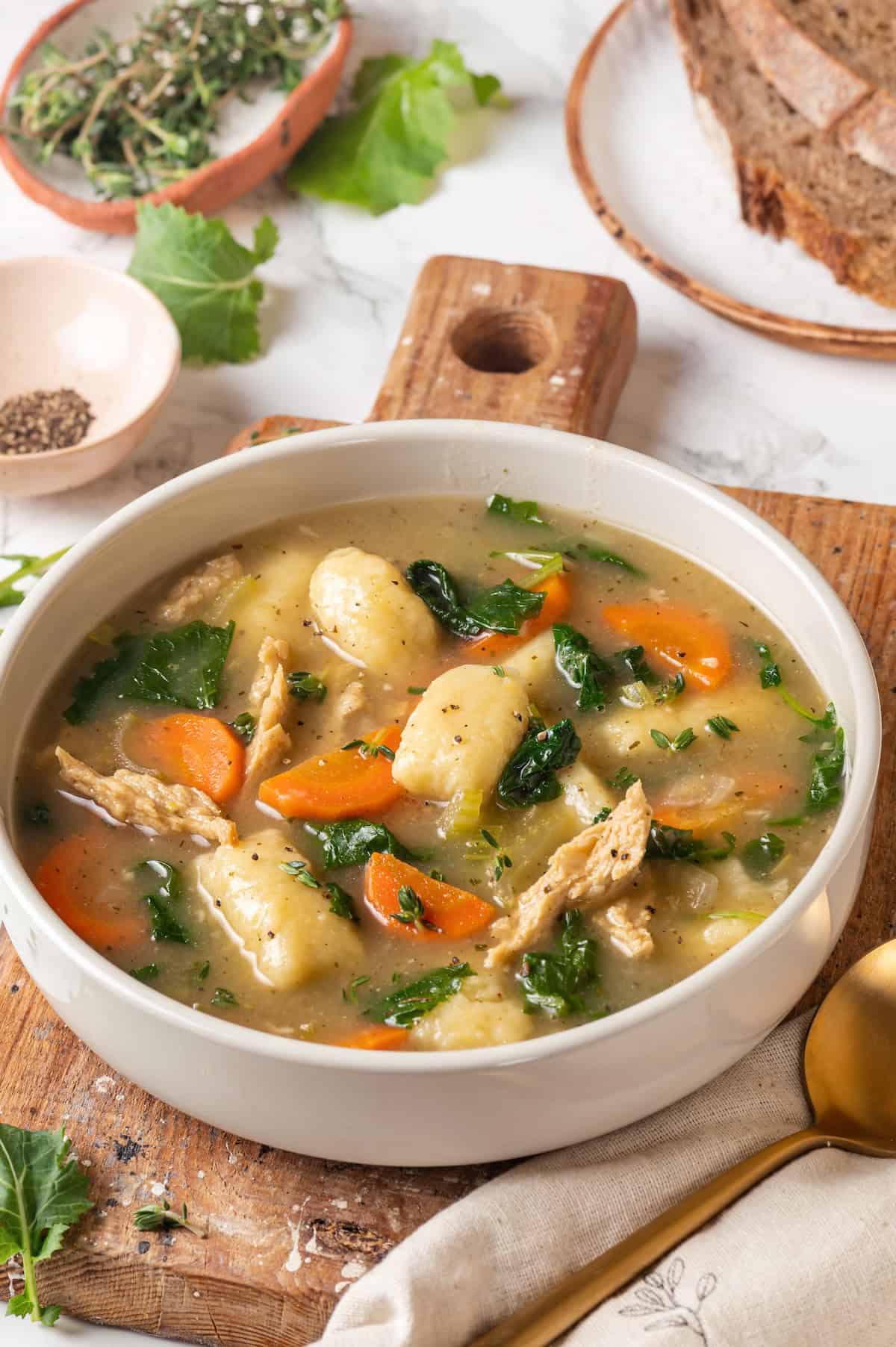 Vegan gnocchi soup with kale