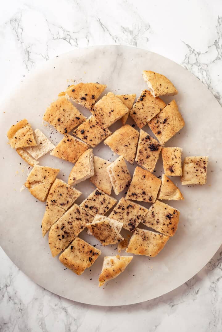 Pita chips on marble board