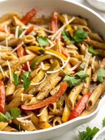 Rasta pasta in skillet