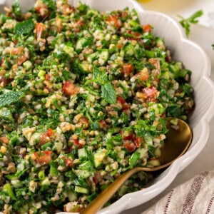 Authentic tabbouleh recipe in serving bowl