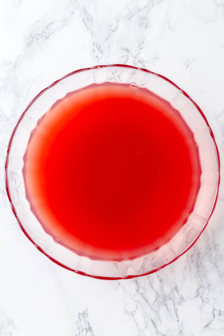 Overhead view of Christmas punch in bowl