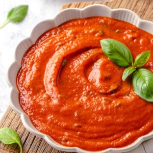 Bowl of homemade pomodoro sauce recipe