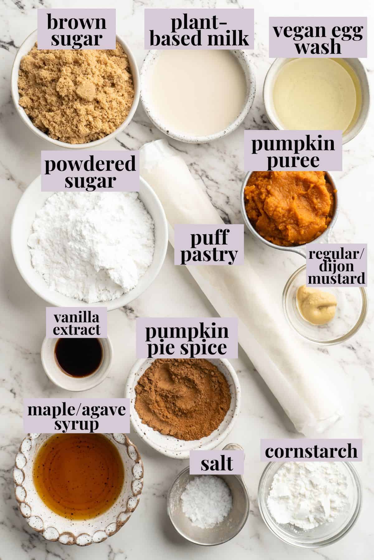 Overhead view of ingredients for pumpkin pop tarts