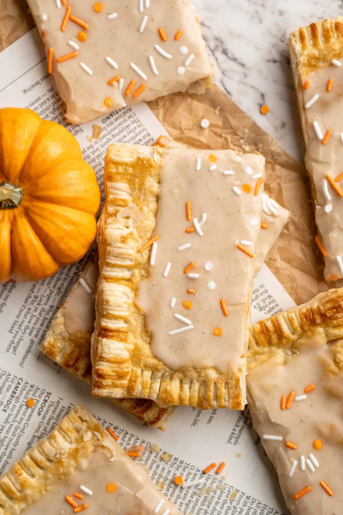 Overhead view of homemade pumpkin pop tarts