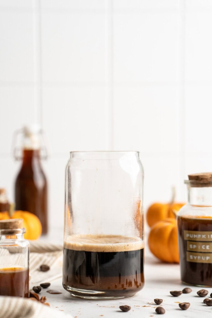 Syrup and espresso in glass