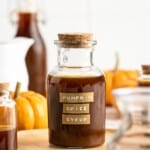Homemade pumpkin spice syrup in jar