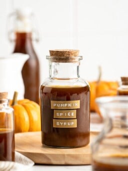 Homemade pumpkin spice syrup in jar