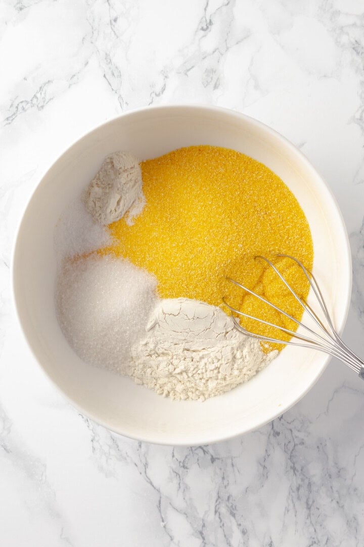 Dry ingredients in bowl before whisking