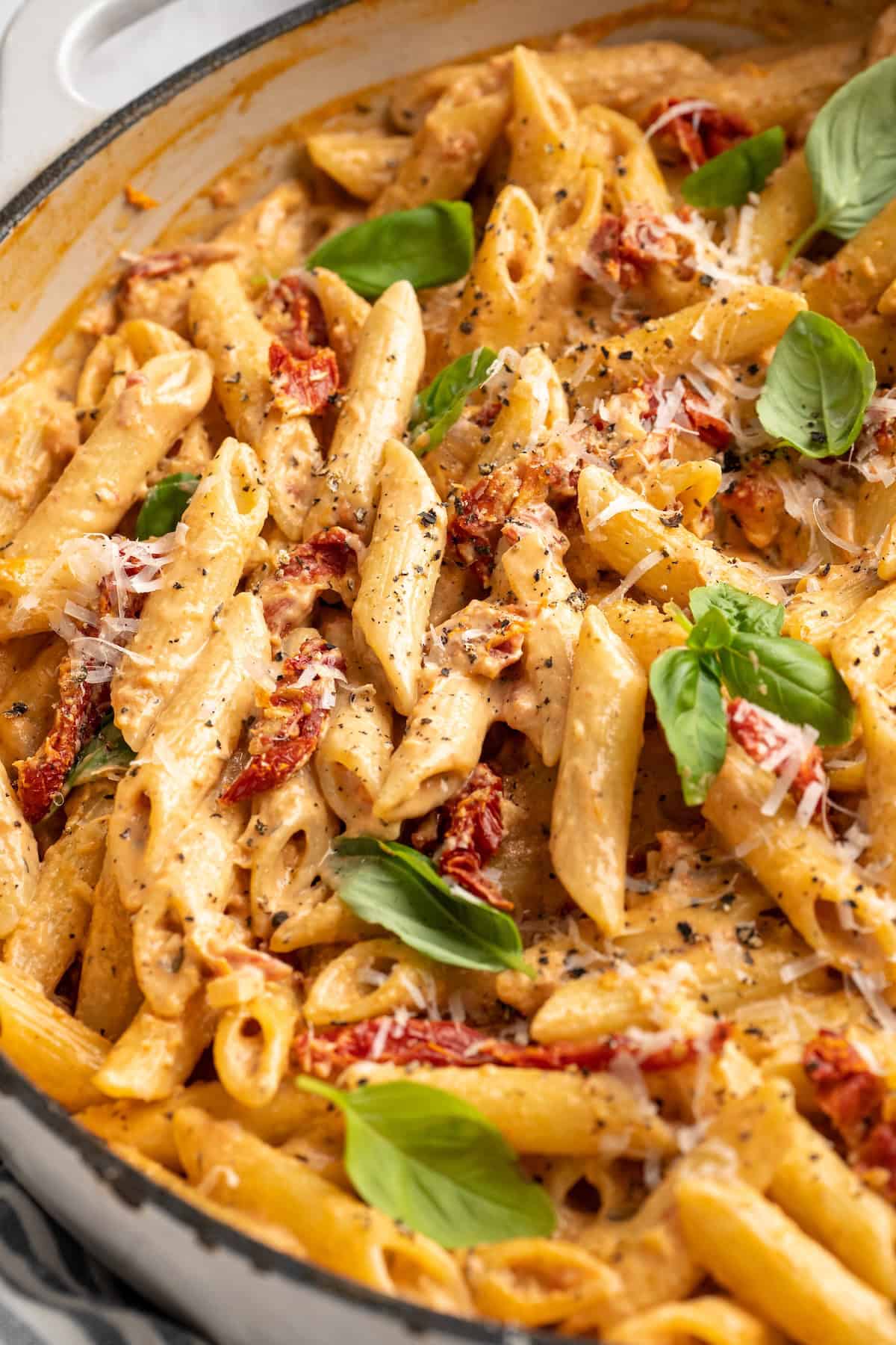 Skillet of vegan marry me pasta