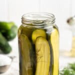 Jar of homemade pickles