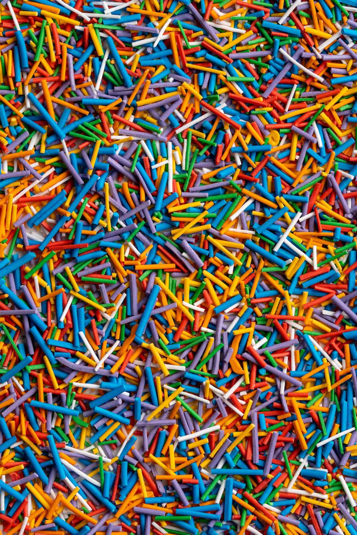 Overhead view of multicoloured homemade sprinkles