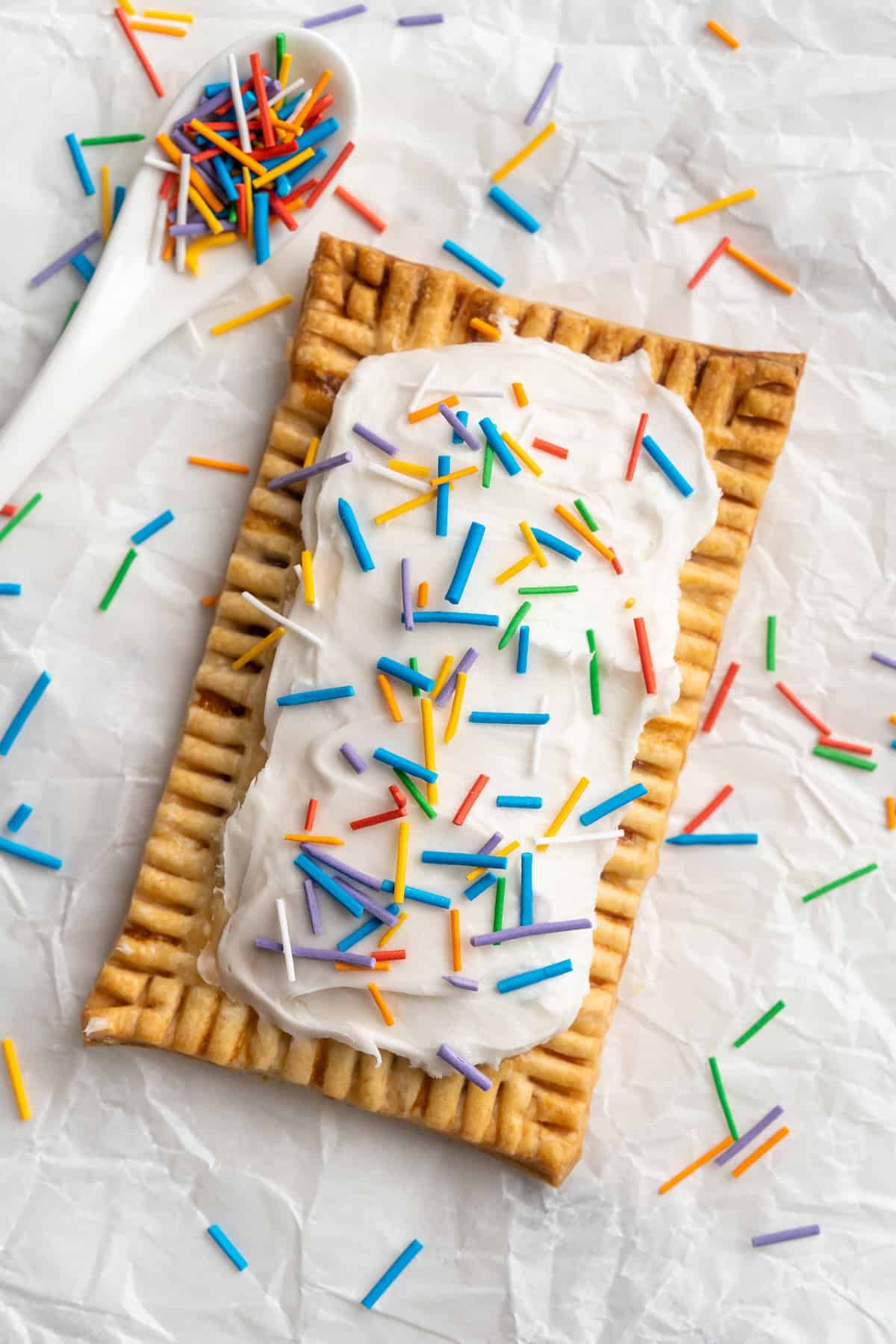 Homemade poptart topped with colourful sprinkles