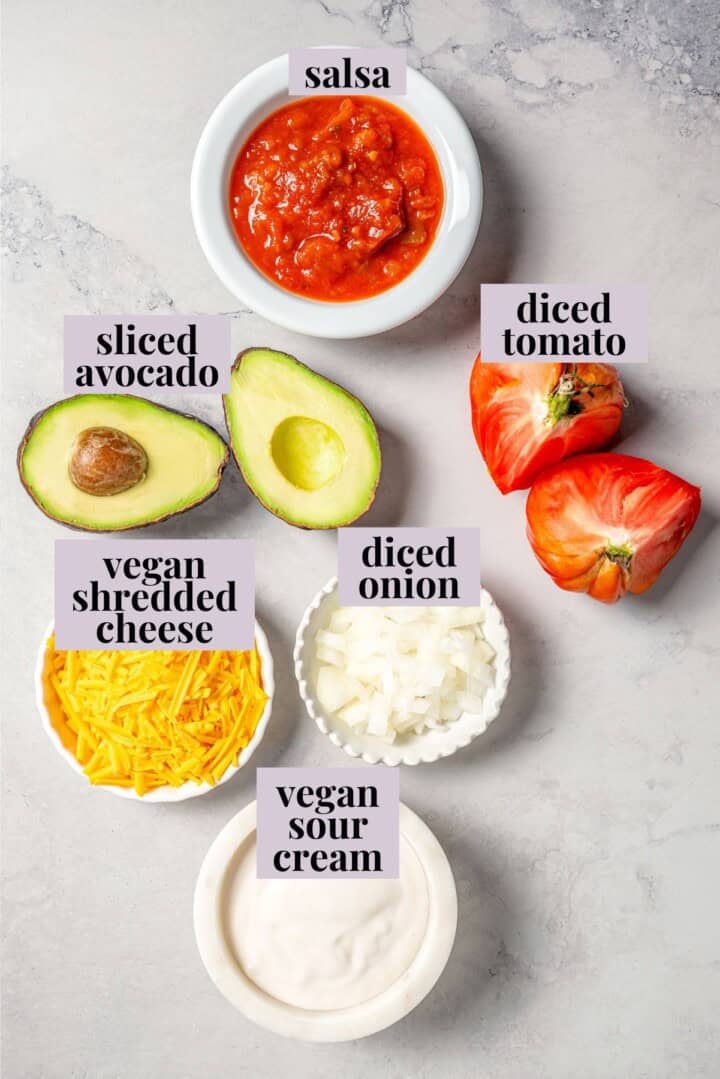 Ingredients for tlacoyos on a marble countertop.