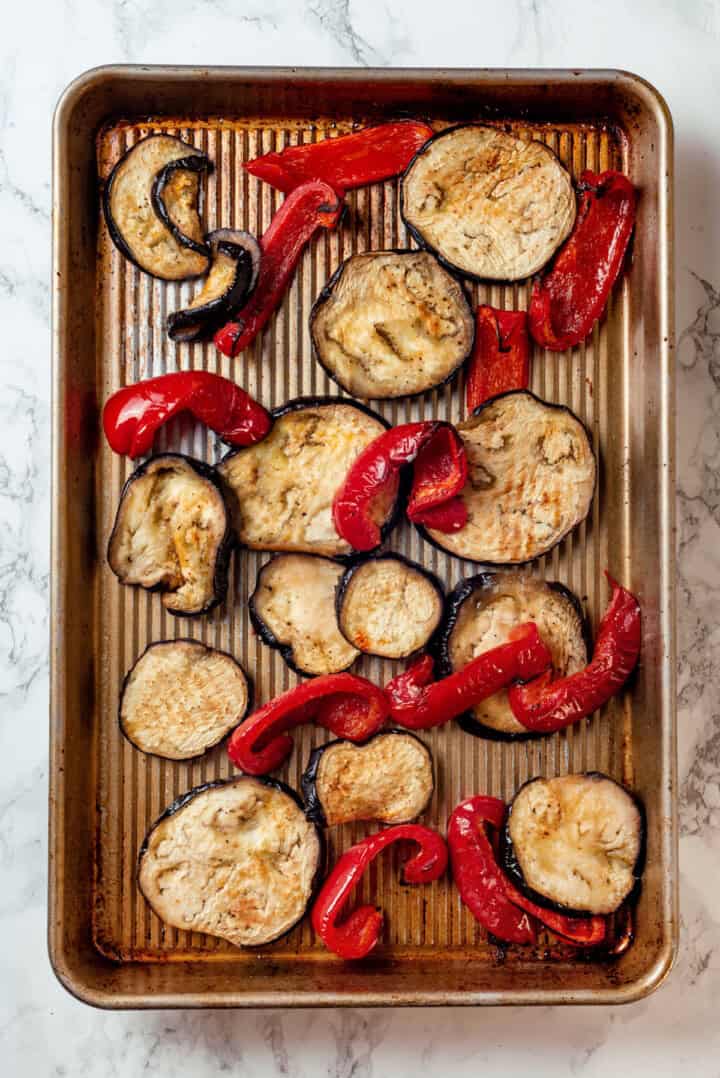 Roasted vegetables on sheet pan